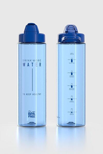 Renga Lidya Text Patterned 630 ml Tritan Flask 912033 Blue