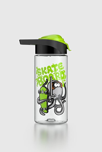 Renga Juno Octopus Pattern 500 ml Tritan Children's Water Bottle with Straw 912089 Black-Green