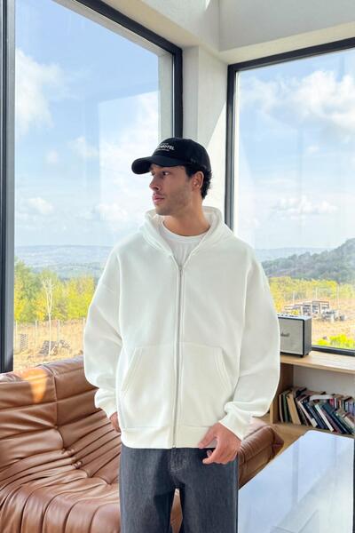 Flaw Wear Βασικό Φούτερ με Φερμουάρ Λευκό