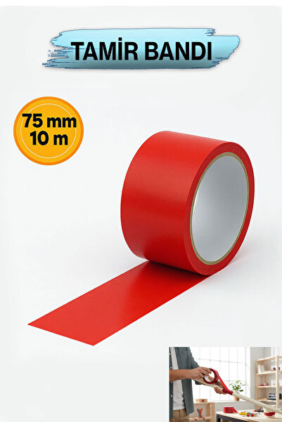 Badem10 Tamir Bandı Kırmızı 75mm x10mt Suya Dayanıklı Güçlü Yapışkan Bant İzo...