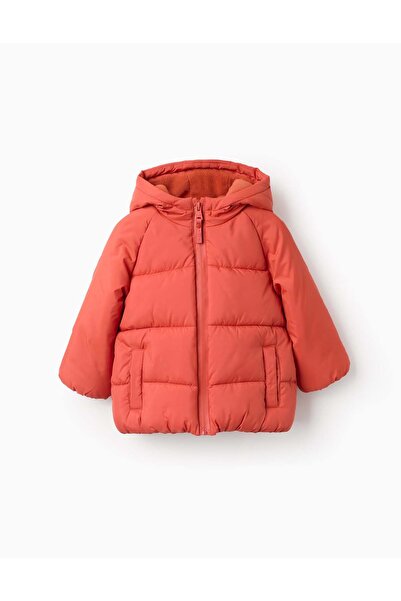 Ziddy Hooded Padded Jacket with Fleece Lining for Baby Boys, Orange