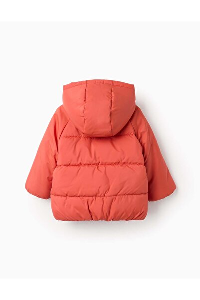 Ziddy Hooded Padded Jacket with Fleece Lining for Baby Boys, Orange