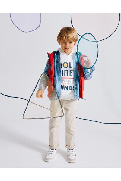 Ziddy بنطلون كارجو من قماش قطني مائل للأولاد، بيج