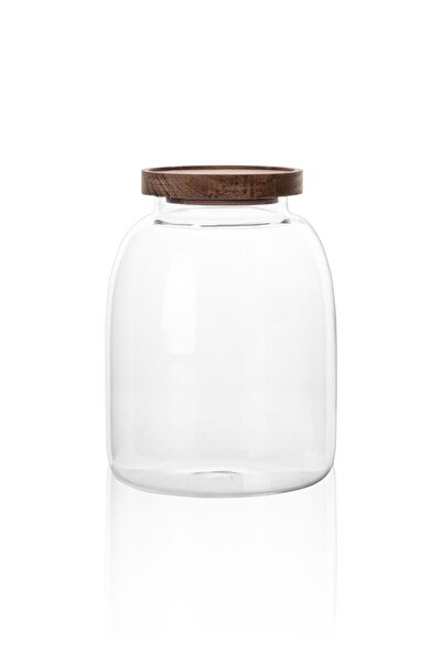 The Mia Glass Jar with Wooden Lid 14X19 cm Cam0505