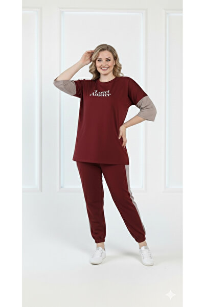 FAMESTEKSTİL Plus Size Women's Comfortable Tracksuit Set