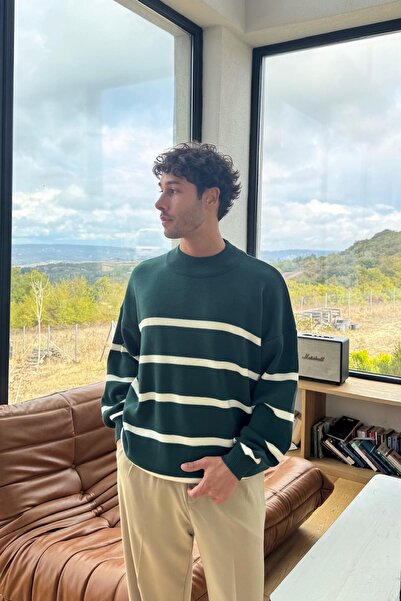 Flaw Wear Tricotaj cu dungi Pulover Verde