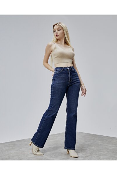 BEJNA Blugi pentru femei cu talie înaltă, cu picioare largi