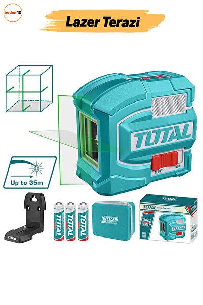 TOTAL TLL156601 Yeşil Çizgi Lazer Terazi Seviyesi 35m Dayanıklı Hassas Ölçüm Taşıma Çantalı Model