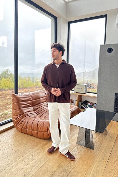 Flaw Wear Buttoned Polo Neck Knitwear Cardigan