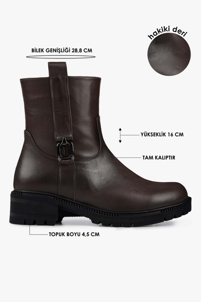 Shoeberry Kadın Raze Koyu Kahve Hakiki Deri Bot