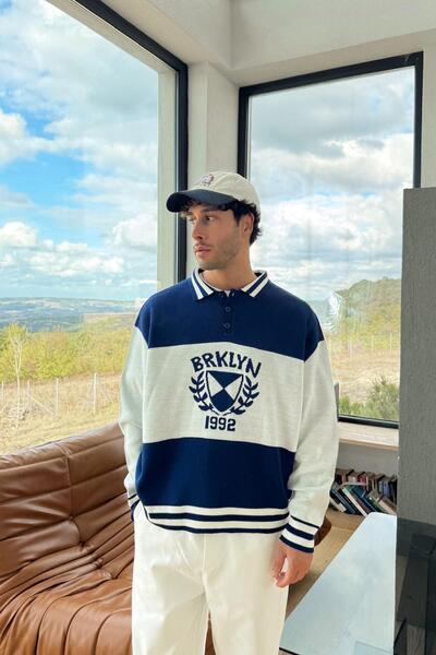 Flaw Wear Tricotaj brodat Brklyn Pulover Indigo