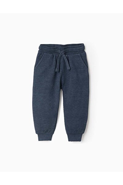 Ziddy Waffle Textured Joggers for Baby Boys, Dark Blue