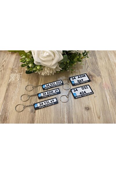 Yeşil Stüdyo 4 LÜ ARAÇ PLAKASI - ANAHTARLIK - KARE VE UZUN PLAKA - 4 ADET