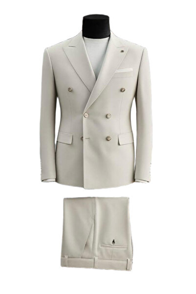 Bay Barkod Giyim Erkek Kruvaze Spor Takım Elbise Krem