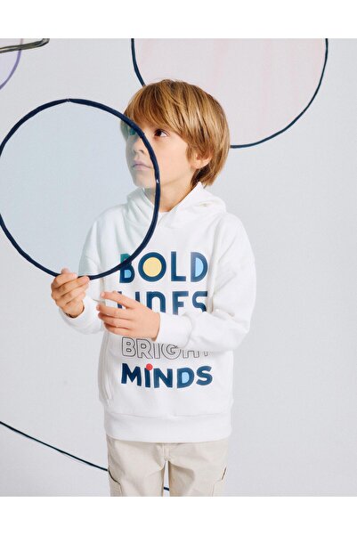 Ziddy Cotton Hooded Sweatshirt for Boys 'Bold', White