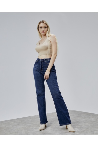 BEJNA Blugi pentru femei cu talie înaltă, cu picioare largi