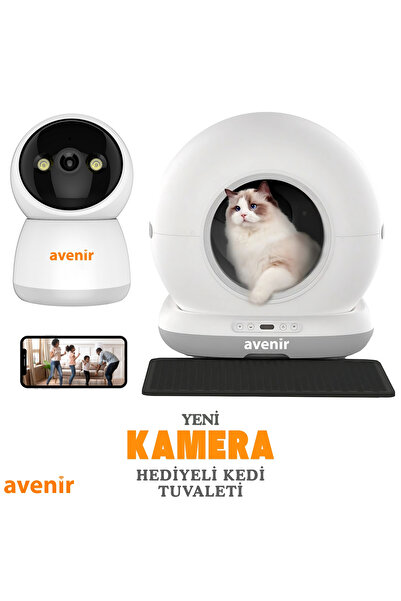 AVENİR Akıllı Otomatik Kedi Tuvaleti Kamera Hediyeli App Kontrol 75L Hazne