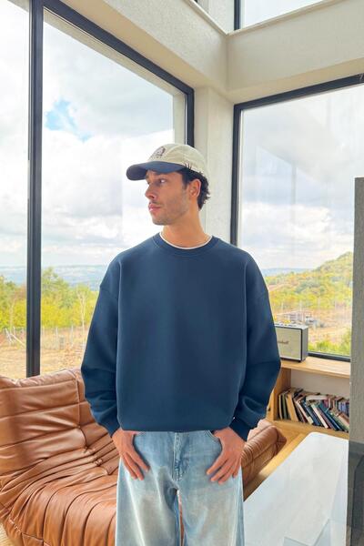 Flaw Wear basic guler rotund Swea tricou Bleumarin