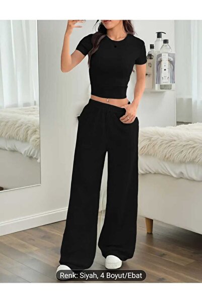 BERYY MODA Pantaloni de trening negri pentru femei, largi, supradimensionați,...