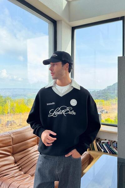 Flaw Wear Ediție limitată Swea tricou brodată, negru