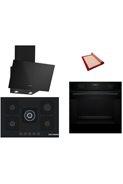 Bosch Siyah 3 lü Ankastre Set (HUA717BA0T-PNQ7B6P30O-DWK63PJ60T) Buhar Desdte...