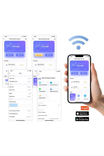 Petrust Dozator automat de apă pentru pisici și câini, WIFI, aplicație Tuya, filtru cu carbon activ, curățare automată