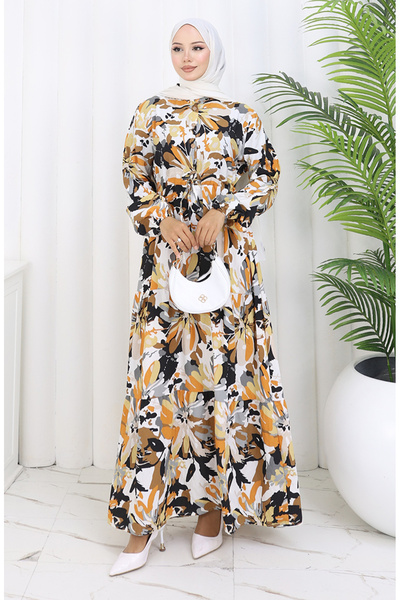 sefamerve Φόρεμα Modal Fabric Half Button 0164-05 Μαύρο βιζόν