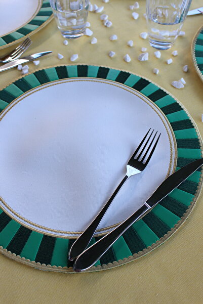 YXL HOME Set de masă rotundă de lux cu model retro brodat din piele artificia...