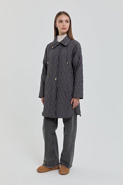 Nihan İnce Kapitone Yanları Çıt Çıt Detaylı Kap Antrasit