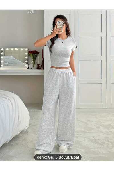 BERYY MODA ملابس رياضية نسائية رمادية فضفاضة كبيرة الحجم ذات جودة عالية وقصة ...