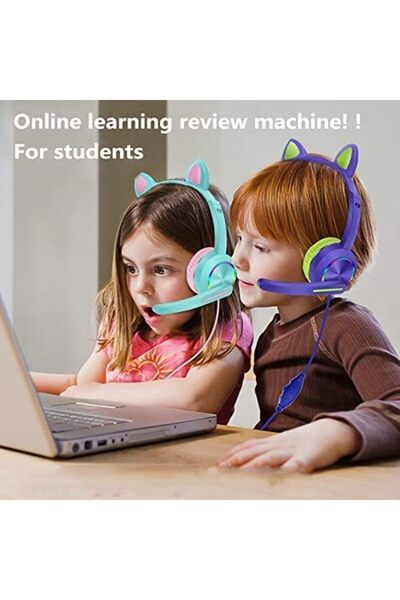 Generic PINK AKZ-020 Cat Ear Headphones with LED Light and Microphone