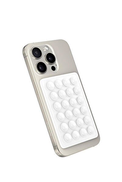 bewn Telefon Arkasına Yapışan Silikon Vantuzlu Telefon Tutucu Vakumlu Beyaz