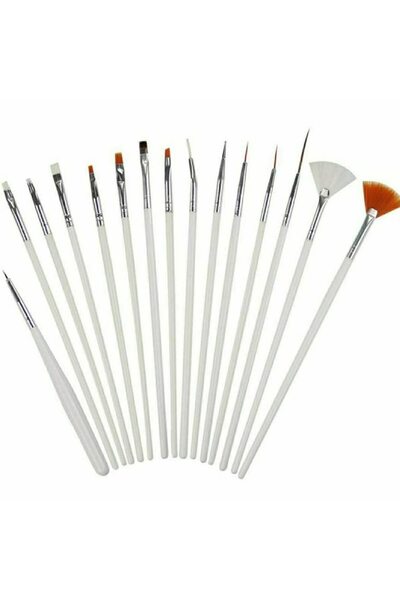 Bz مجموعة أدوات فن الأظافر، 15 قطعة - فرش، أقلام تنقيط، مبراة، مبرد