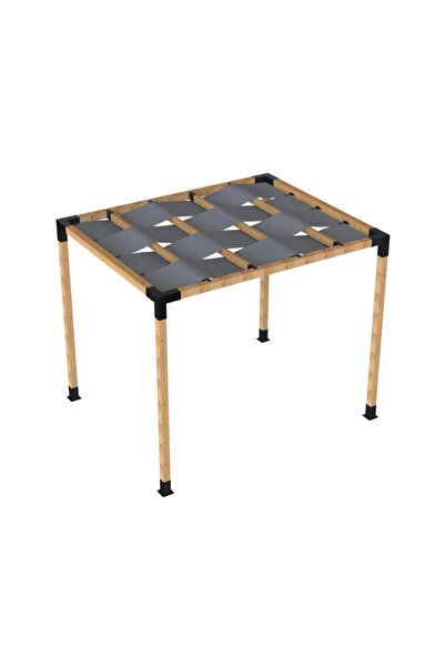 iAhşap 3 x 3 Metre Pergole Braket Seti 4 Ana Direkli Dalgalı Gölgelikli Üst I...