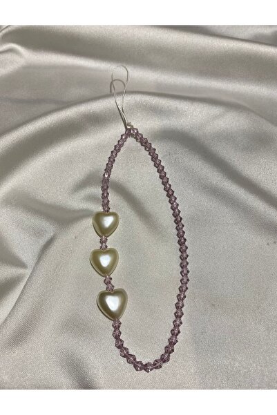 jemilas Lila Kristal Taşlı Kalp Figürlü Telefon Charm, Charm Taşıyıcı, Tablet...