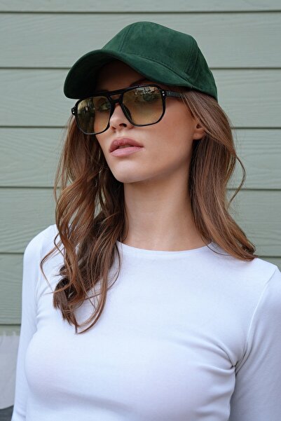 VAGGON Women's Petrol Green Velvet Textured Curved Visor Adjustable Hat Vs01228