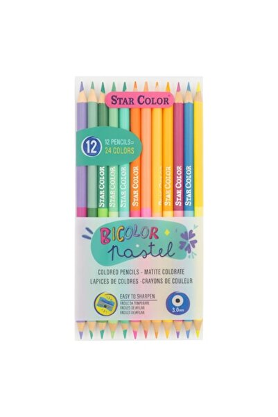 Star Color Set 12 creioane colorate pastel cu vârf dublu, 24 de nuanțe