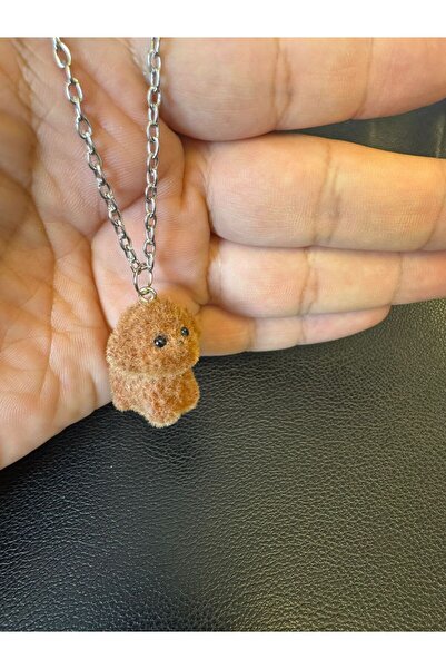 Herşey Nota قلادة للجنسين على شكل كلب بني مجعد من القطيفة - تصميم لطيف وممتع ...