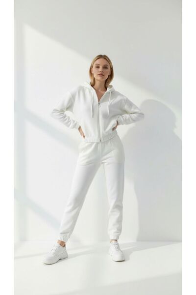 Patreon Women's Soft Fleece-Lined 3-Thread Oversized Hooded Zippered Cropped Top