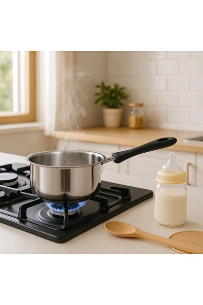 OEM Stainless Steel Saucepan with Handle, 13 cm, 0.7 L, Silver/Black