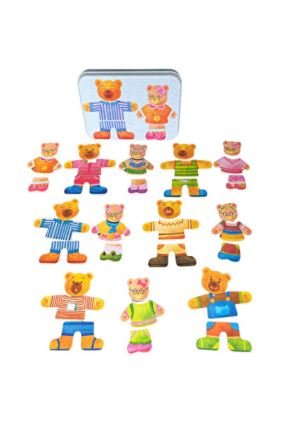 OEM Puzzle magnetic educativ–Imbraca Ursuletii, 6 baieti si 6 fete, cu diferite haine & expresii faciale