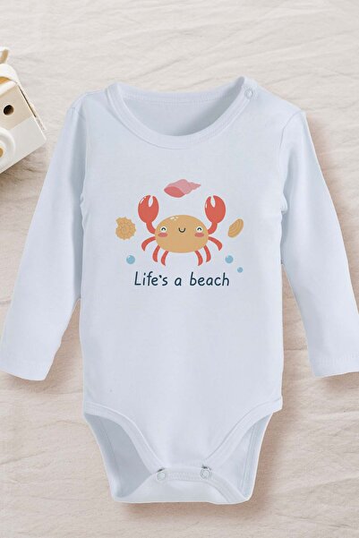 bebek perisi 100% Cotton Organic Cute Crab Design Baby Bodysuit