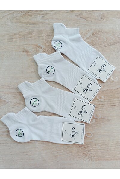 RU-BE Spor Bamboo Socks with Tie-On Ear Patches White 4 Pairs