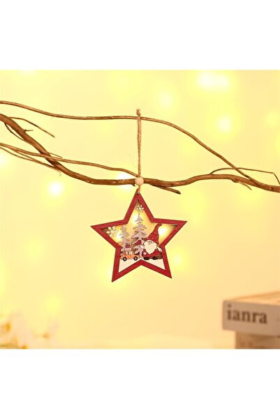 Flippy Flippy Christmas Tree Ornament with LED Lights, Wooden, Elf Figurine, Star Pattern, Multicolor
