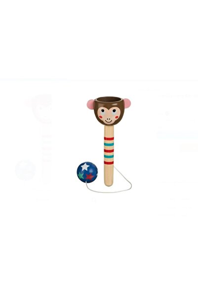 OEM Jucărie Kendama din lemn - Model de maimuță, cu minge și ață colorate, jo...