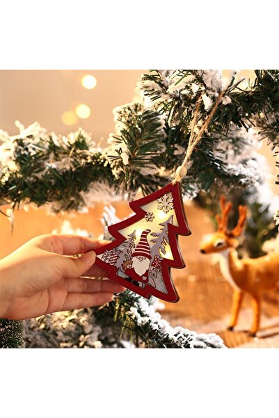 Flippy Flippy Christmas Tree Ornament with LED Lights, Wooden, Elf Figurine, Tree Model, Multicolor