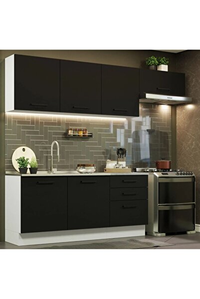 Tdesigno Arp Hazır Mutfak Dolabı-Çok Amaçlı Dolap 240 cm Beyaz Ve Beyaz Lamin...