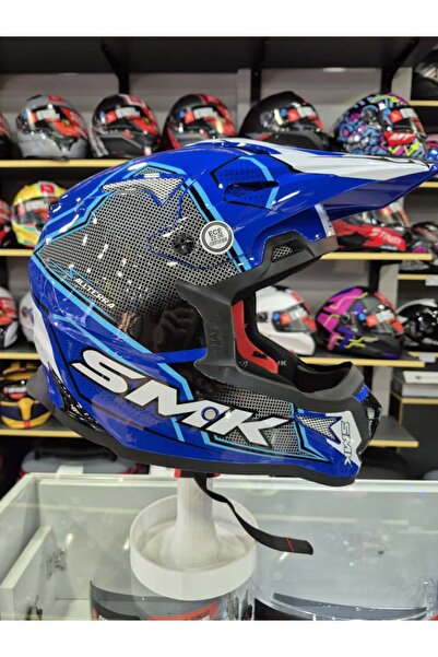 SMK Gözlük Hediyeli Allterra Maverix GL521 Black/White/Blue Cross Kaskı