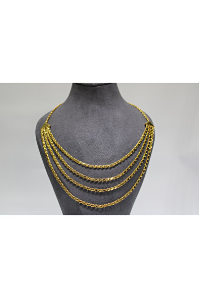 REDMOON GOLD 14 Ayar Altın 4 Sıra Pullu Kolye