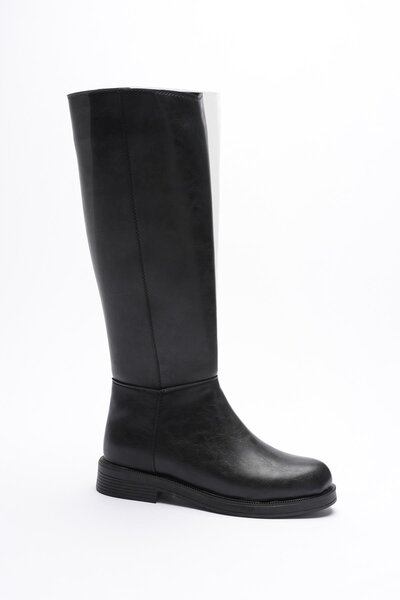 Mubiano Női bőrcsizma cipzáras fekete Ondra